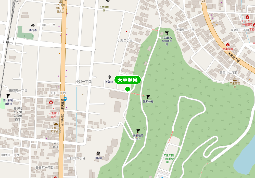 山形県 温泉地の位置関係地図